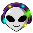 Cartoon Alien Listening to Music